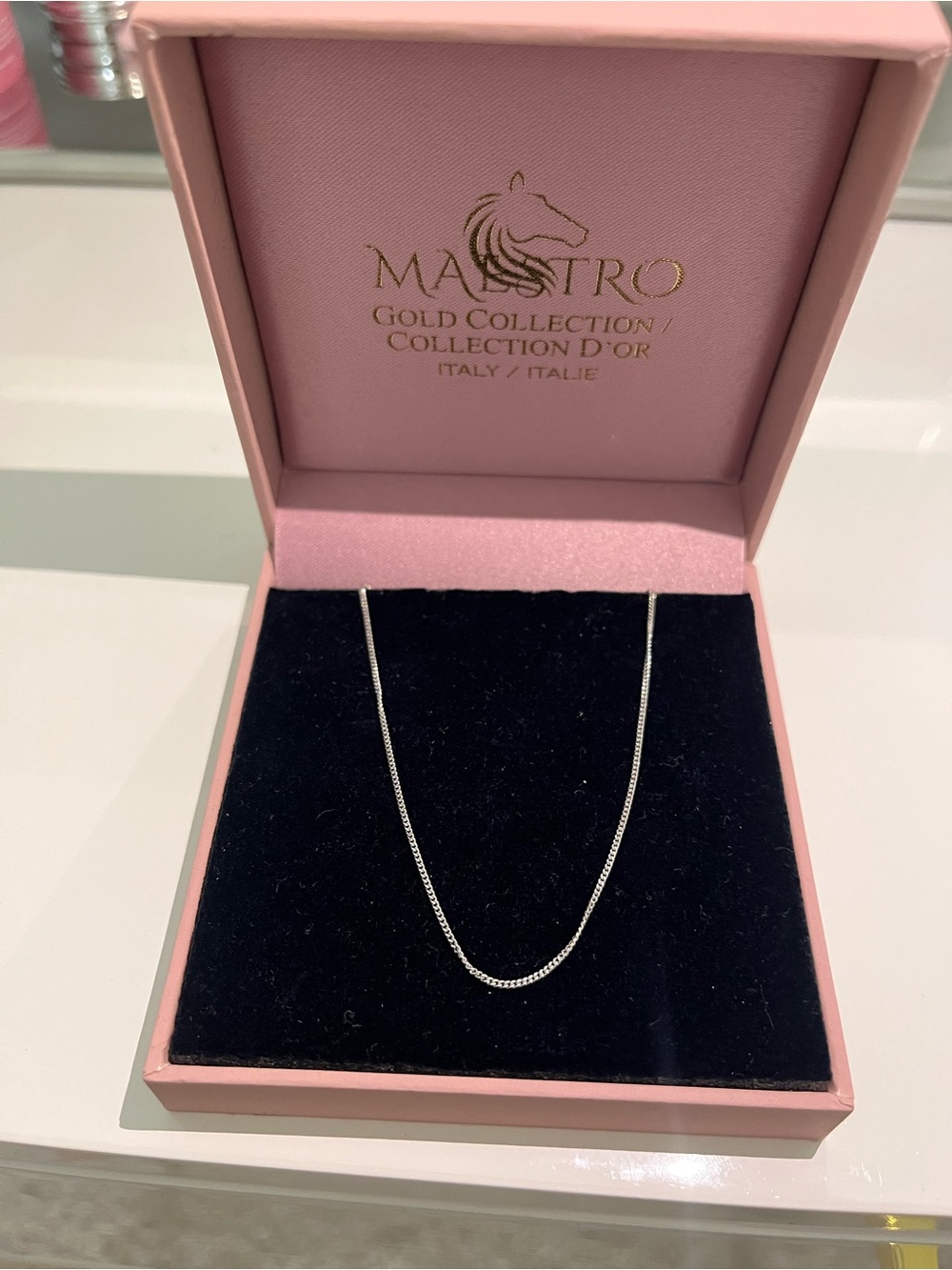 Maestro Italian solid 10k white gold curb Chain Necklace
